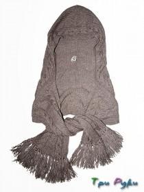 Длинный шарф-капюшон вязание спицами