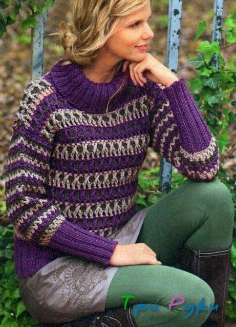 Женский пуловер с вырезом-лодочка