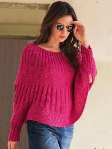 Розовый пуловер-пончо