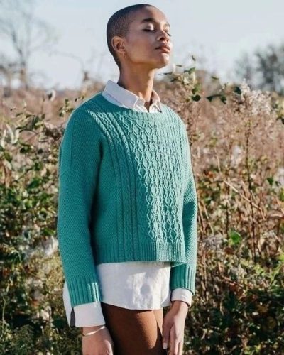 Красивый бирюзовый свитер из натуральной шерсти 26