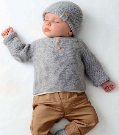 Комплект для малыша: шапочка, пуловер и пинетки 29