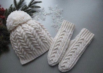 Зимняя коллекция шапки и варежек 17