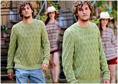 Оливковый мужской пуловер 9