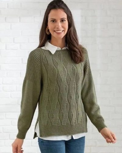 стильный и уютный зеленый свитер с узором: идеальный выбор для прохладных дней 3